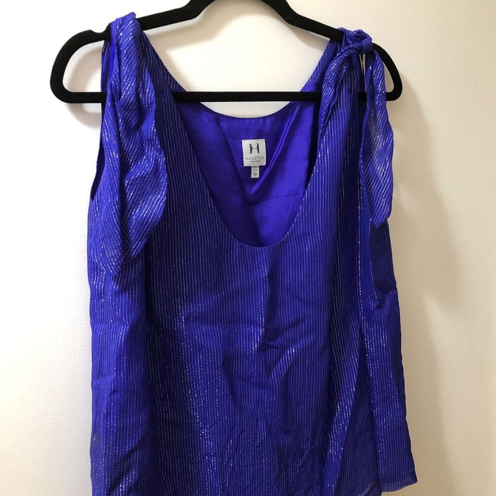 Halston sparkly royal blue tank top